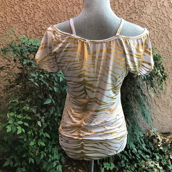 Cold Shoulder Zebra Print Dressy Club Top Body Central MEDIUM - Picture 4 of 5